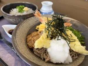 海老天ぶっかけ蕎麦としらす丼